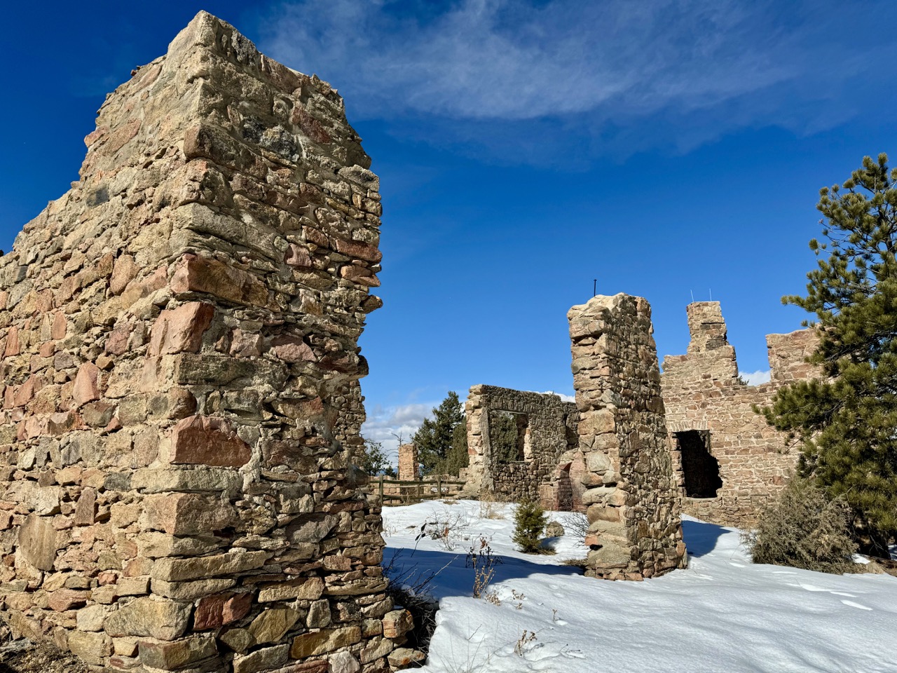 Castle ruins in a snowy landscape