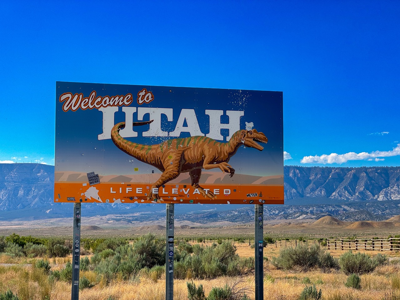 Sign that says: Welcome to Utah, Life Elevated